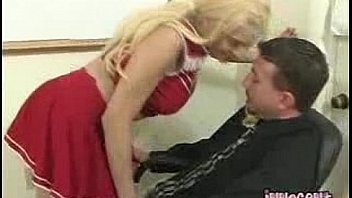 Blonde teen Tatiana stripping for teacher