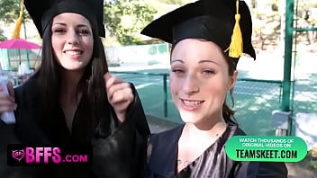 Teens celebrates their graduation by taking turns licking, rubbing and fingering their tight, pink, teeny pussies! They finish it off with a three way kiss to end their graduation day the right way!